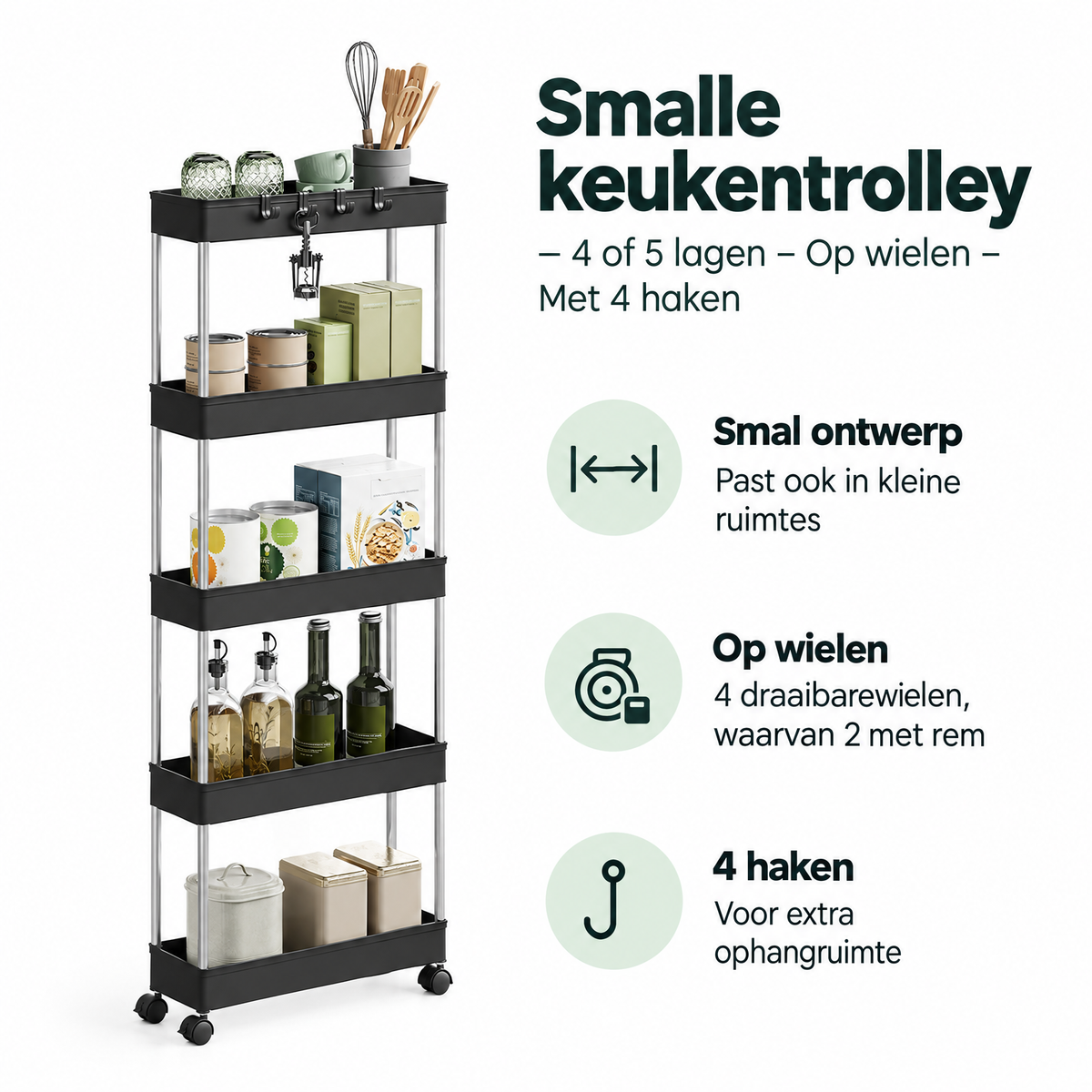 Belangrijkste voordelen en eigenschappen van smalle keukentrolley