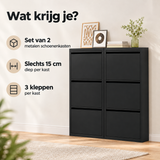 Praktische toepassing en keuzehulp voor smalle metalen schoenenkast