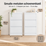 Afmetingen en productspecificaties van smalle metalen schoenenkast