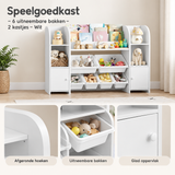 Detail van materiaal en afwerking van speelgoedkast