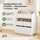 Praktische toepassing en keuzehulp voor speelgoedkast met 6 bakken