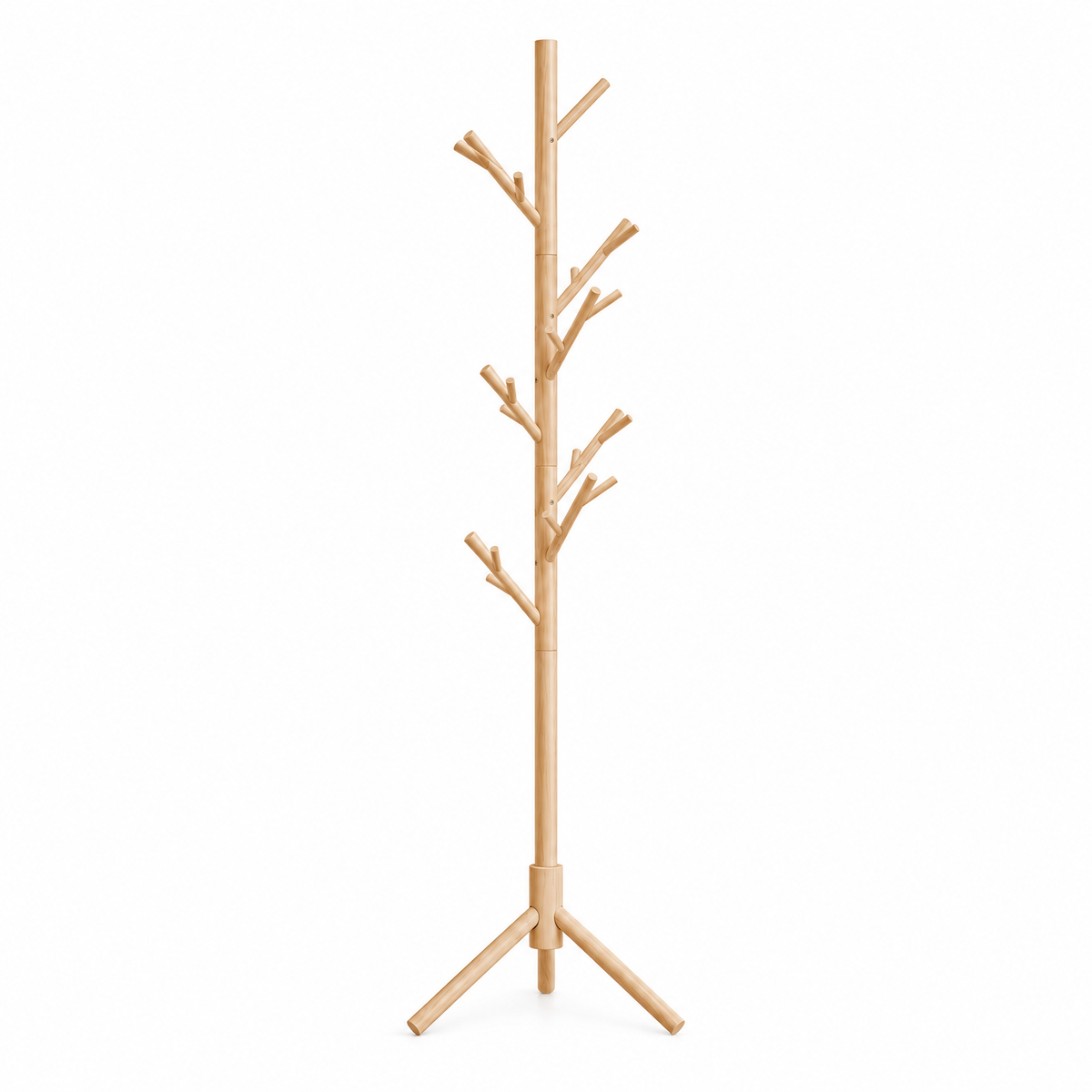 Massieve houten staande kapstok met 13 haken en 3 hoogtes, ideaal voor de gang of entree.