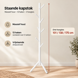 Massieve houten kapstok van BukkitBow met 13 haken en 3 hoogtes voor een praktische en stijlvolle opbergruimte.