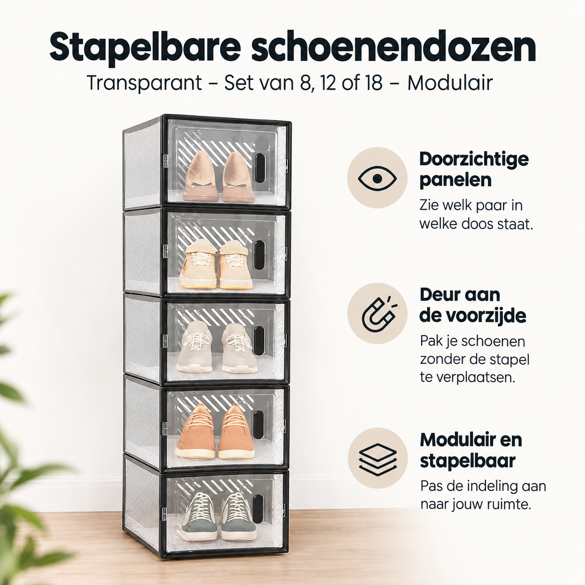 Belangrijkste voordelen en eigenschappen van stapelbare schoenendozen