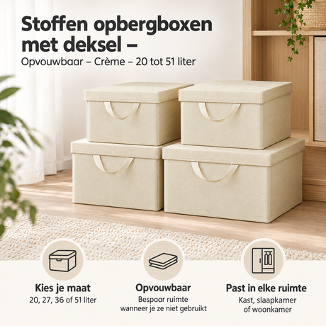 Praktische toepassing en keuzehulp voor stoffen opbergboxen met deksel