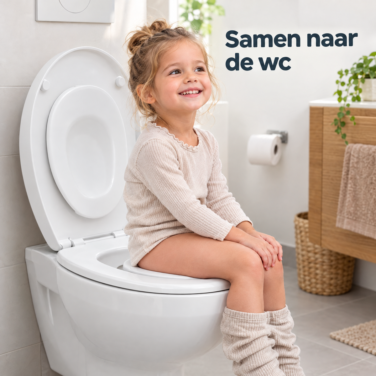 toiletbril met kinderzitje in gebruik in een passende praktijksituatie