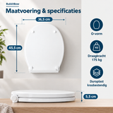 Witte softclose toiletbril met afneembare O-vorm, duurzaam duroplast, passend bij BukkitBow toilet.