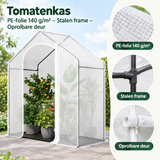 Detail van materiaal en afwerking van tomatenkas
