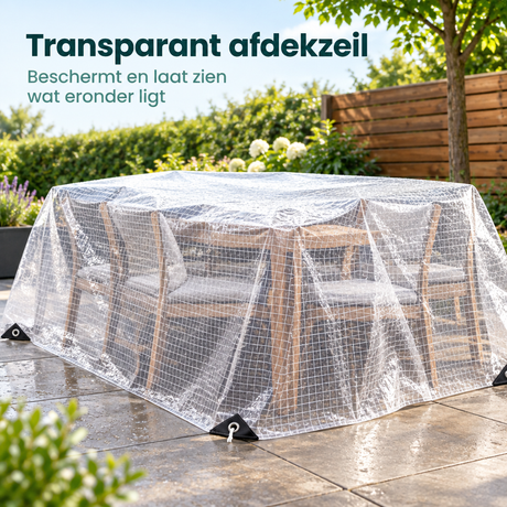 transparant afdekzeil in gebruik in een passende praktijksituatie