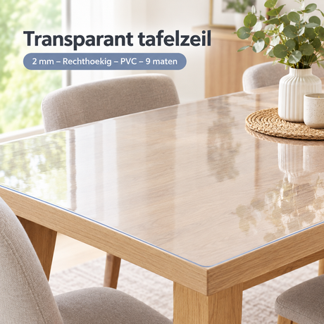 Transparant tafelzeil van BukkitBow, 2 mm dik, rechthoekig, PVC, geschikt voor tafelbescherming, in verschillende maten