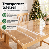 Transparant tafelzeil van 2 mm PVC in kristalhelder ontwerp, geschikt voor verschillende tafelafmetingen, door BukkitBow