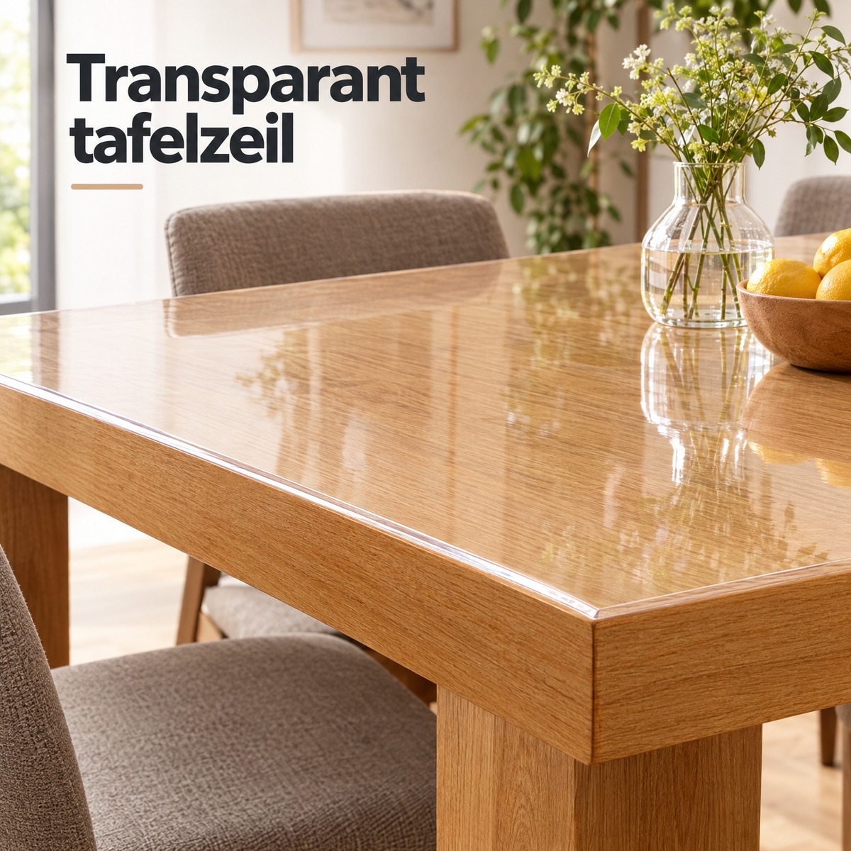 Transparant BukkitBow tafelzeil van 2 mm PVC, kristalhelder, geschikt voor eettafels, in diverse maten, geschikt voor bescherming en decoratie.