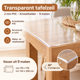 Transparant tafelzeil van 2 mm PVC van BukkitBow, kristalhelder, in verschillende maten, geschikt voor bescherming en decoratie.