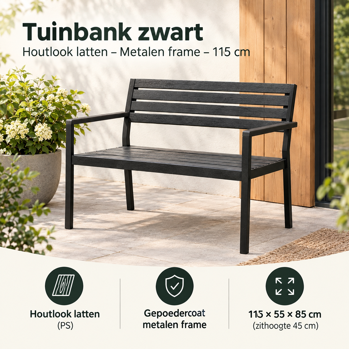Praktische toepassing en keuzehulp voor tuinbank zwart