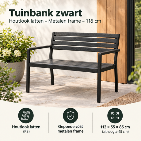 Praktische toepassing en keuzehulp voor tuinbank zwart