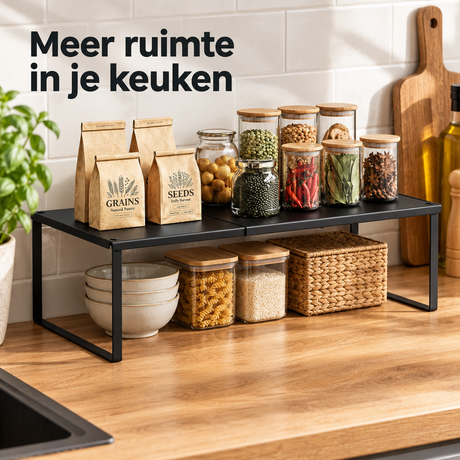uitschuifbaar kruidenrek in gebruik in een passende praktijksituatie