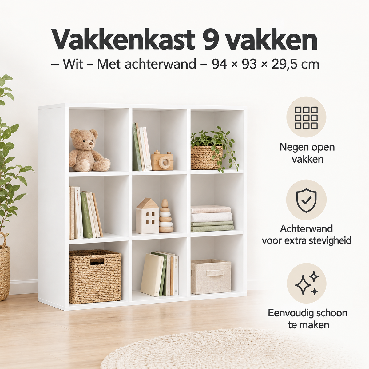 Belangrijkste voordelen en eigenschappen van vakkenkast 9 vakken