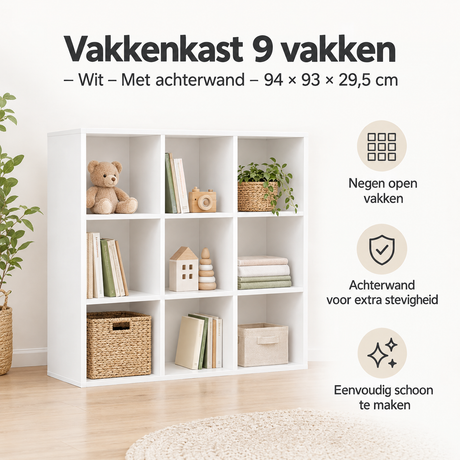 Belangrijkste voordelen en eigenschappen van vakkenkast 9 vakken