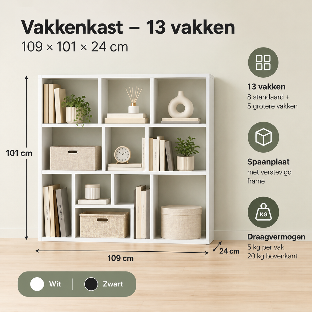 Afmetingen en productspecificaties van vakkenkast