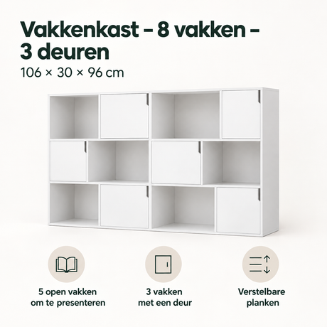 Belangrijkste voordelen en eigenschappen van vakkenkast met 8 vakken