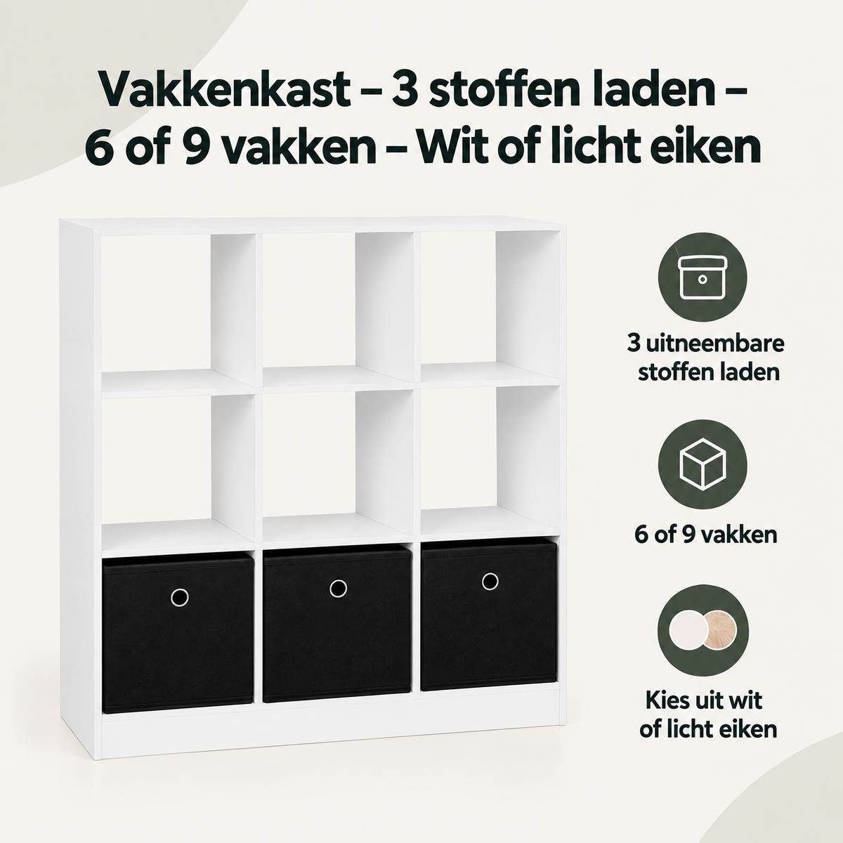 Overzicht van vakkenkast met de belangrijkste productvoordelen