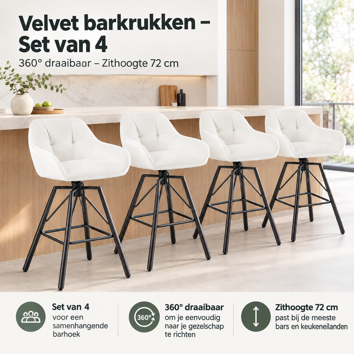 Praktische toepassing en keuzehulp voor velvet barkrukken