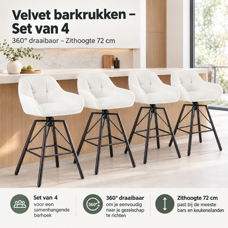 Praktische toepassing en keuzehulp voor velvet barkrukken