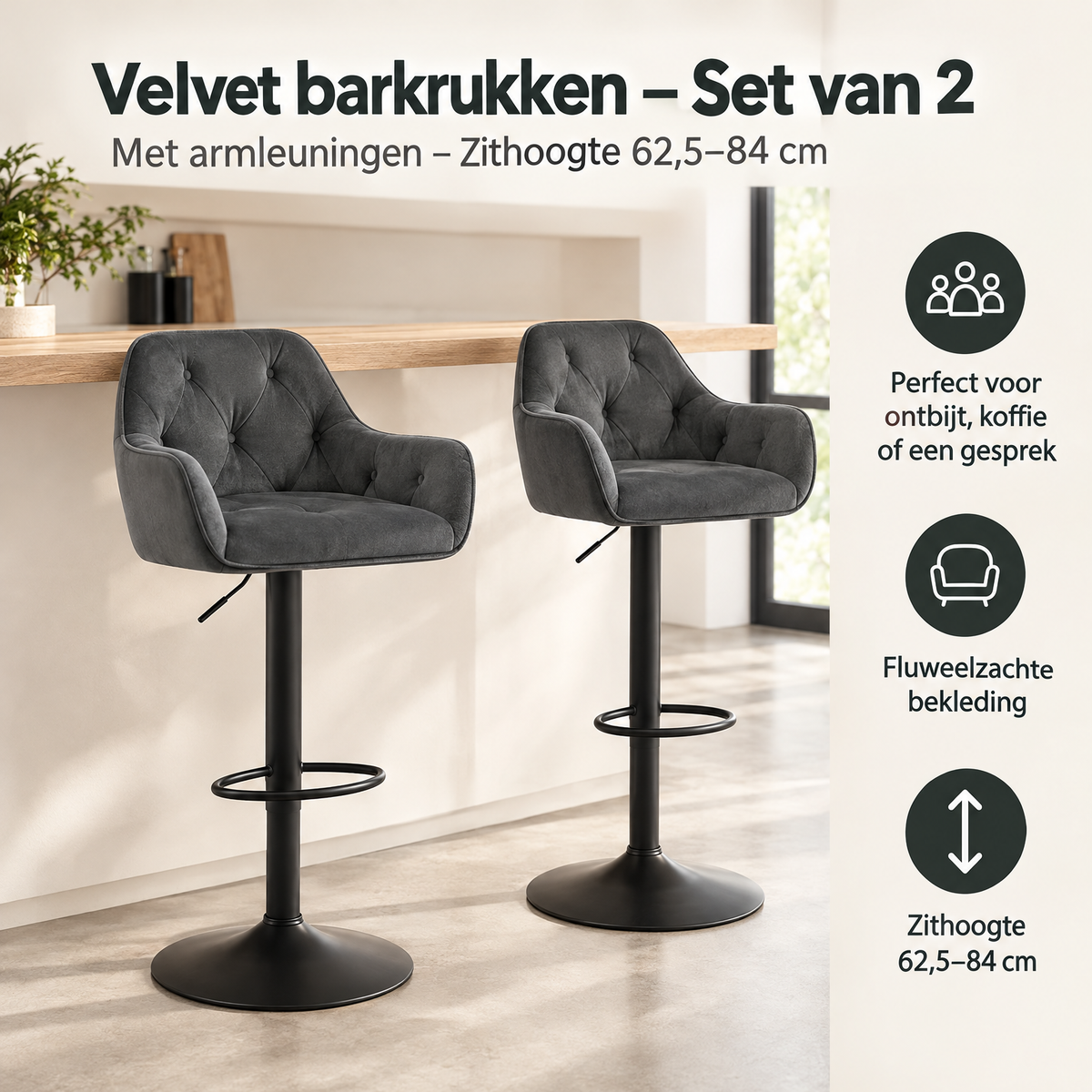 Praktische toepassing en keuzehulp voor velvet barkrukken