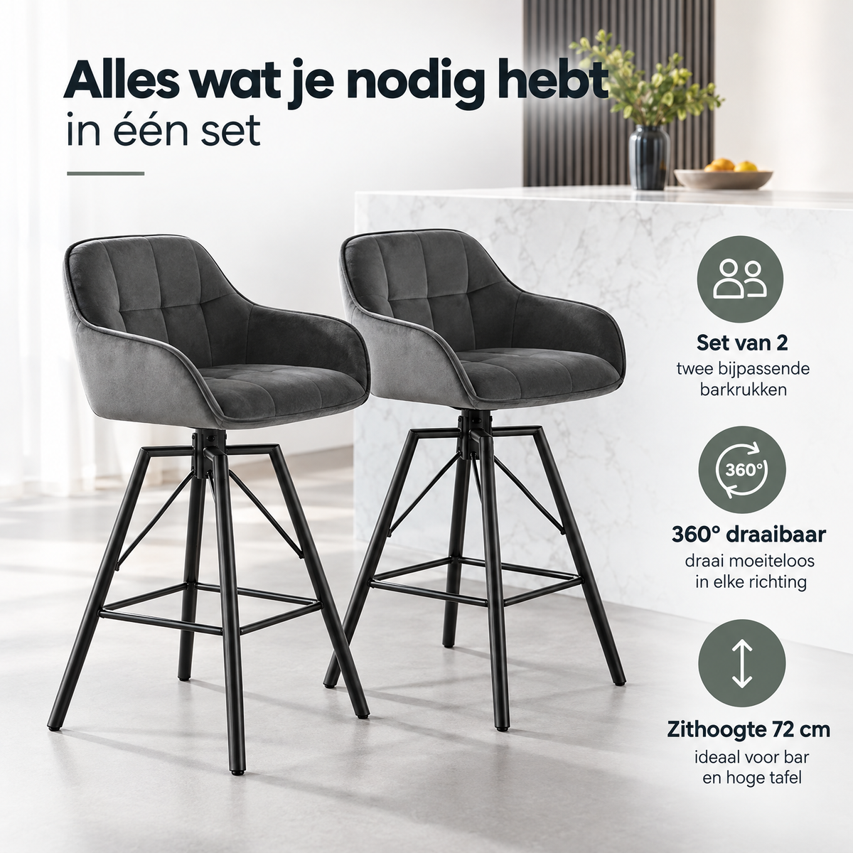 Praktische toepassing en keuzehulp voor velvet barkrukken