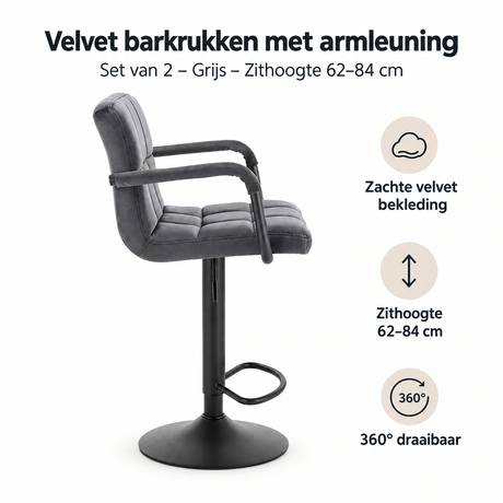 Belangrijkste voordelen en eigenschappen van velvet barkrukken met armleuning