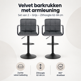 Overzicht van velvet barkrukken met armleuning met de belangrijkste productvoordelen