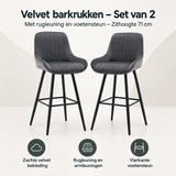 Overzicht van velvet barkrukken met de belangrijkste productvoordelen