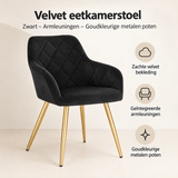 Overzicht van velvet eetkamerstoel met de belangrijkste productvoordelen