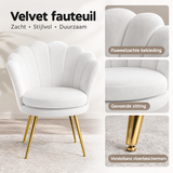 Detail van materiaal en afwerking van velvet fauteuil