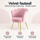 Overzicht van velvet fauteuil met de belangrijkste productvoordelen