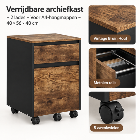 Detail van materiaal en afwerking van verrijdbare archiefkast