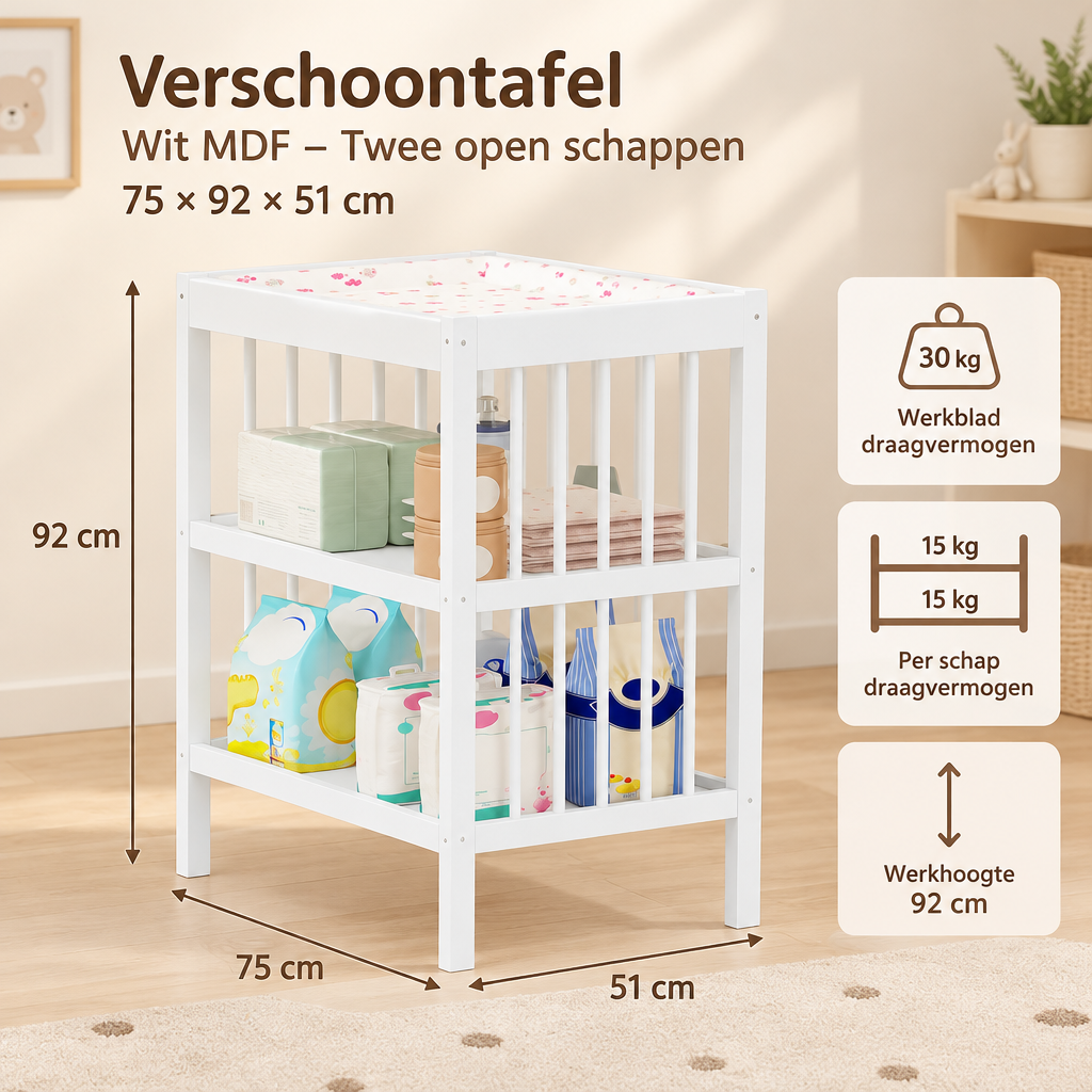 Afmetingen en productspecificaties van verschoontafel