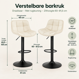 Afmetingen en productspecificaties van verstelbare barkruk