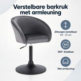 Overzicht van verstelbare barkruk met armleuning met de belangrijkste productvoordelen
