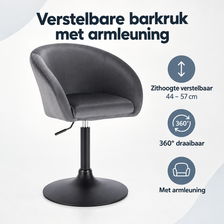 Overzicht van verstelbare barkruk met armleuning met de belangrijkste productvoordelen
