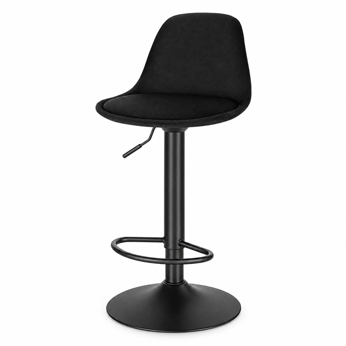 Verstelbare barkruk met rugleuning van BukkitBow, 360° draaibaar, zithoogte van 62-83,5 cm, modern en comfortabel ontworpen.
