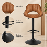 Detail van materiaal en afwerking van verstelbare barkrukken set van 2