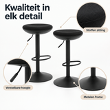 Detail van materiaal en afwerking van verstelbare barkrukken set van 2
