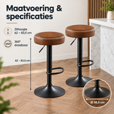 Afmetingen en productspecificaties van verstelbare barkrukken set van 2