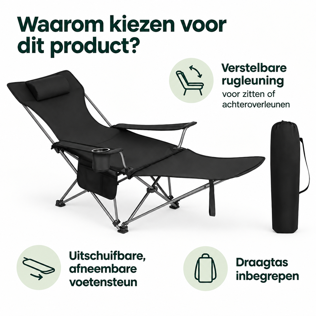 Belangrijkste voordelen en eigenschappen van verstelbare campingstoel