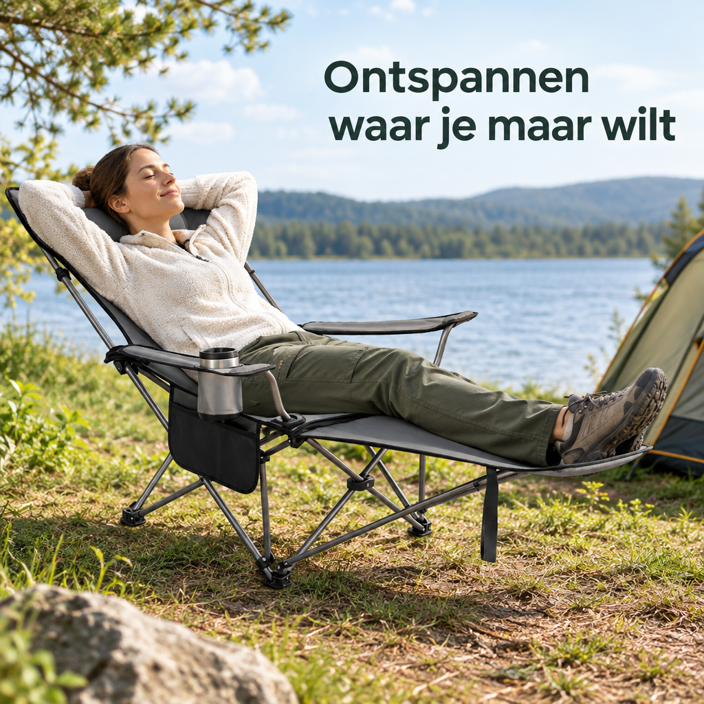verstelbare campingstoel in gebruik in een passende praktijksituatie