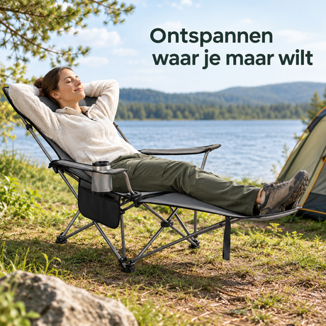 verstelbare campingstoel in gebruik in een passende praktijksituatie