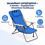 Overzicht van verstelbare campingstoel met de belangrijkste productvoordelen