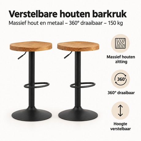Belangrijkste voordelen en eigenschappen van verstelbare houten barkruk