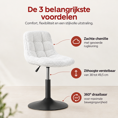 Belangrijkste voordelen en eigenschappen van verstelbare kaptafelstoel